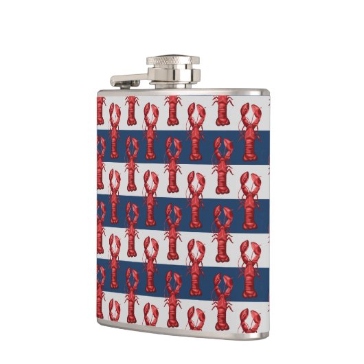 Nautical Lobsters on Navy Blue and Grey Stripes Heupfles (Links)