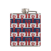 Nautical Lobsters on Navy Blue and Grey Stripes Heupfles (Achterkant)