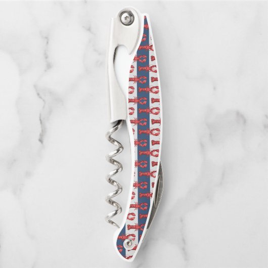 Nautical Lobsters on Navy Blue and Grey Stripes Kurkentrekker (Voorkant)