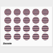 Nautical Lobsters on Navy Blue and Grey Stripes Ronde Sticker (Vel)