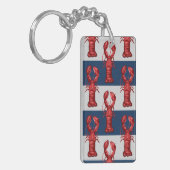 Nautical Lobsters on Navy Blue and Grey Stripes Sleutelhanger (Voorkant Links)