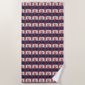 Nautical Lobsters on Navy Blue and Grey Stripes Strandlaken (Voorkant)