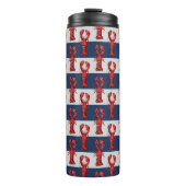 Nautical Lobsters on Navy Blue and Grey Stripes Thermosbeker (Voorkant)