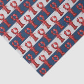 Nautical Lobsters on Navy Blue and Grey Stripes Tissuepapier (Detail)