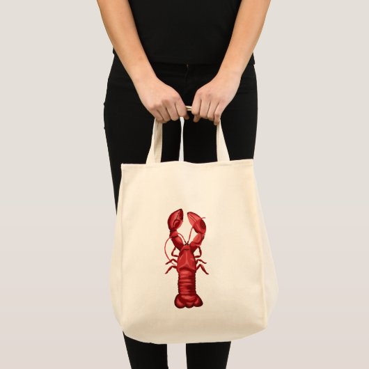 Nautical Lobsters on Navy Blue and Grey Stripes Tote Bag (Voorkant (product))