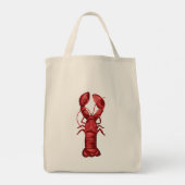 Nautical Lobsters on Navy Blue and Grey Stripes Tote Bag (Achterkant)