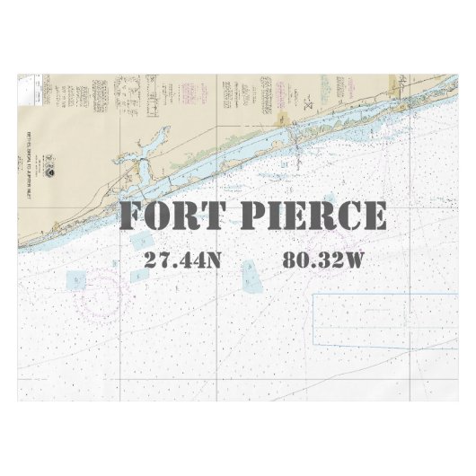 Nautical Longitude Latitude Fort Pierce FL Tafelkleed (Voorkant (Horizontaal))