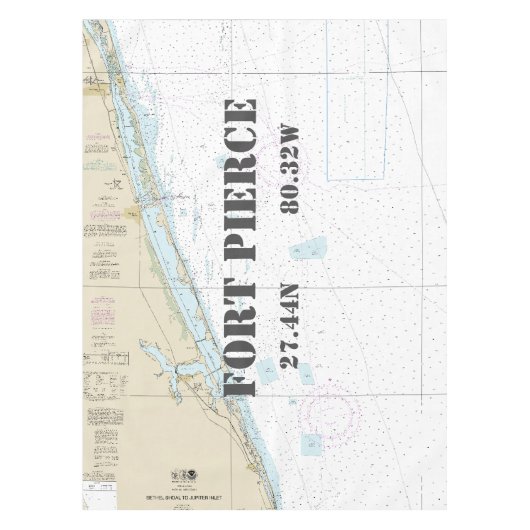 Nautical Longitude Latitude Fort Pierce FL Tafelkleed (Voorkant)