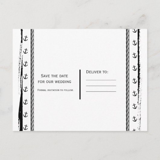 Nautical Love Anker Strand Bruiloft Save the Date Aankondigingskaart (Achterkant)