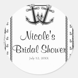 Nautical Love Ankerkust Bruiloft Bridal Shower Ronde Sticker