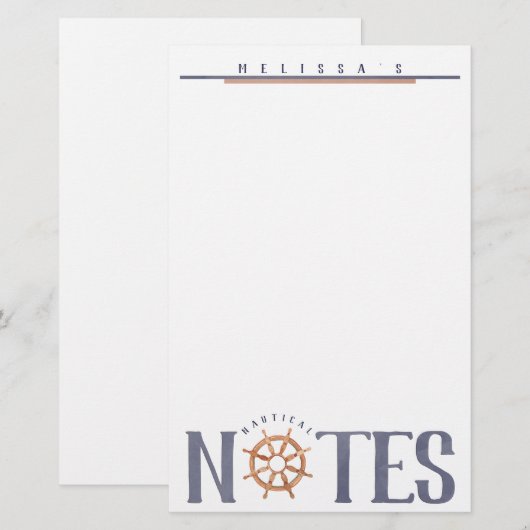 Nautical LOVE Personalized Waterverf Typografie Briefpapier (Voorkant / Achterkant)