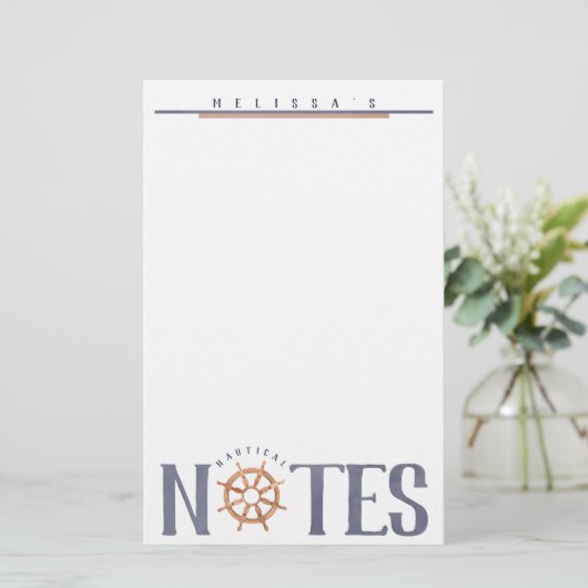 Nautical LOVE Personalized Waterverf Typografie Briefpapier (Staand voorkant)