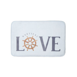Nautical Love Waterverf Typografie + Ship's Wheel Badmat