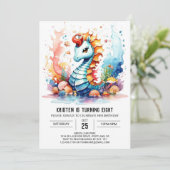 Nautical Magic Coral Seahorse Verjaardag Kaart (Staand voorkant)