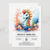 Nautical Magic Coral Seahorse Verjaardag Kaart (Voorkant / Achterkant)