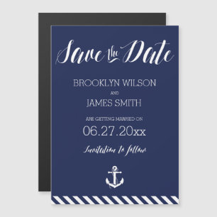 Nautical Magnetic Wedding Save the Date Stripes Magnetische Uitnodiging