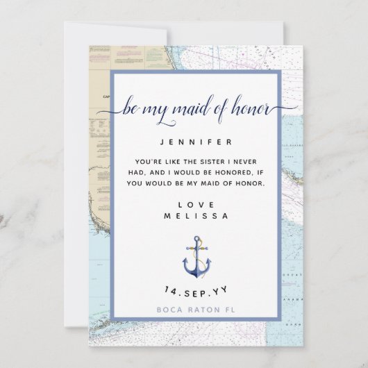 Nautical Maid of Honor | Zuid #Florida #Wedding Kaart (Voorkant)