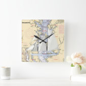 Nautical Map chesapeake Bay klok (Huis)