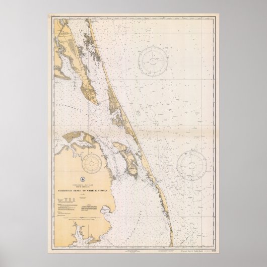 Nautical map of Outer Banks, North Carolina Poster (Voorkant)