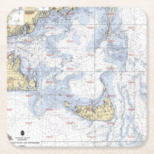 Nautical Map onderzetter of Nantucket