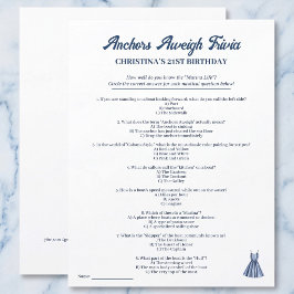 Nautical Marina Trivia Birthday Party Game Sheet