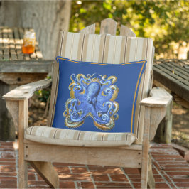 Nautical Marine Beach House Octopus Blauw Elegant Buitenkussen
