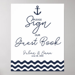 Nautical marine blauw Gelieve de druk van het gast Poster