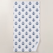 Nautical marine blue anchor op een witte achtergro strandlaken (Voorkant)