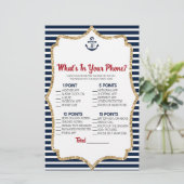 Nautical marine Blue in je Baby shower Game Briefpapier (Staand voorkant)