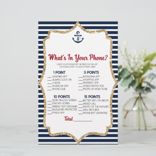 Nautical marine Blue in je Baby shower Game Briefpapier (Staand voorkant)