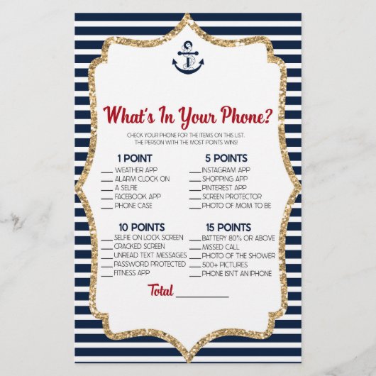 Nautical marine Blue in je Baby shower Game Briefpapier (Voorkant)