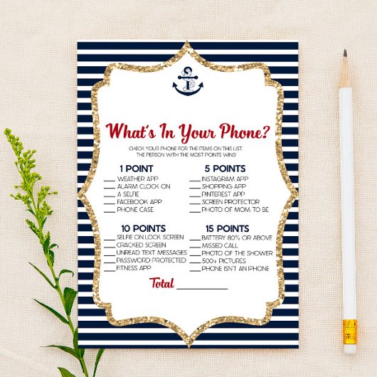 Nautical marine Blue in je Baby shower Game Briefpapier