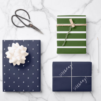Nautical marine & Green Birthday Wrapping  Inpakpapier Vel