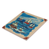 Nautical Marine Life Traditioneel keramisch artike Tegeltje (Zijkant)