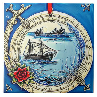 Nautical Marine Life Traditioneel keramisch artike Tegeltje