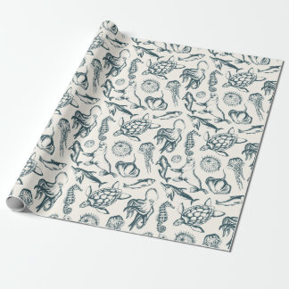 Nautical marine life wrappaper cadeaupapier