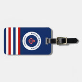 Nautical Marine Navy Blue Red Stripes Bagagelabel (Voorkant horizontaal)