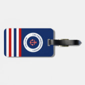 Nautical Marine Navy Blue Red Stripes Bagagelabel (Achterkant horizontaal)