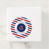 Nautical Marine Navy Blue Red Stripes Bedankjes Labels (In situ)