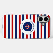 Nautical Marine Navy Blue Red Stripes Case-Mate iPhone Case (Achterkant (horizontaal))