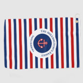 Nautical Marine Navy Blue Red Stripes Golfhanddoek (Horizontaal)