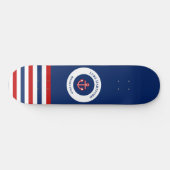 Nautical Marine Navy Blue Red Stripes Persoonlijk Skateboard (Horizontaal)