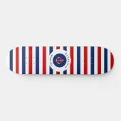 Nautical Marine Navy Blue Red Stripes Persoonlijk Skateboard (Horizontaal)