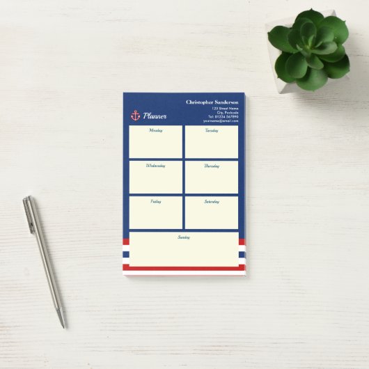 Nautical Marine Navy Blue Red Stripes Post-it® Notes (Kantoor)