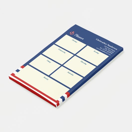 Nautical Marine Navy Blue Red Stripes Post-it® Notes (Schuin)