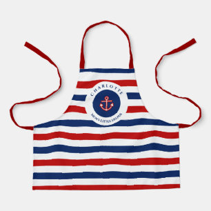 Nautical Marine Navy Blue Red Stripes Schort