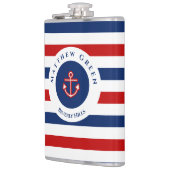 Nautical Marine Navy Blue White Stripes Anchor Heupfles (Links)