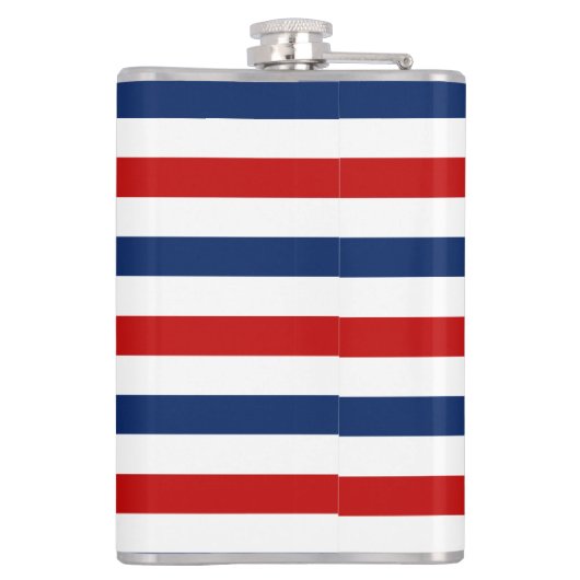 Nautical Marine Navy Blue White Stripes Anchor Heupfles (Achterkant)