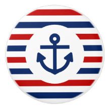 Nautical Marine Navy Blue White Stripes Anchor