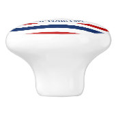 Nautical Marine Navy Blue White Stripes Anchor Keramische Knop (Zijkant)